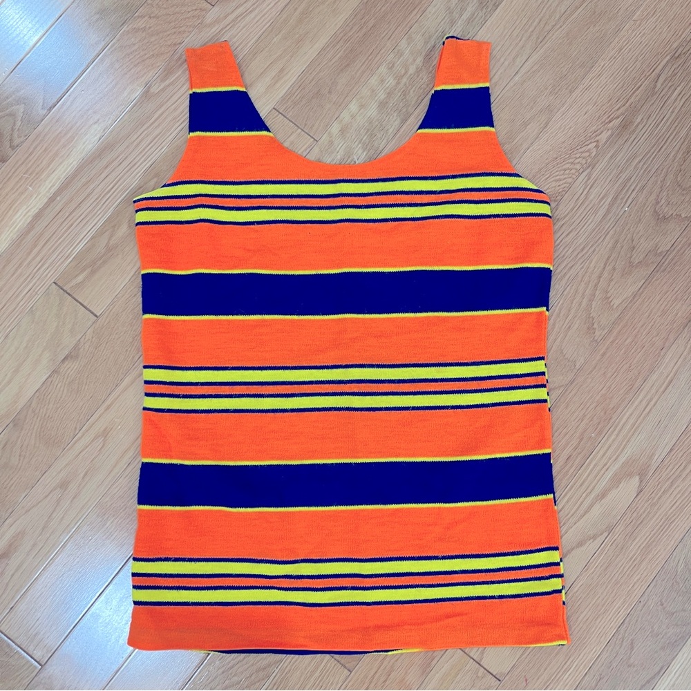 Vintage 70s neon stripe tank top Sz S